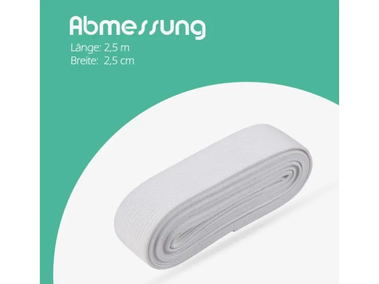 ProHome Küchenhelfer<Gummiband 2,5 m x 2,5 cm Weiß