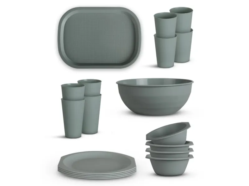 Clearance Kunststoff Geschirr Set BPA Frei Grün 18 Teilig 4 Personen Geschirr