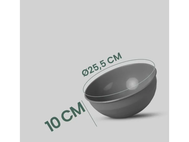 ProHome Geschirr<Kunststoff Schüssel BPA Frei 255 x 10 cm Grau