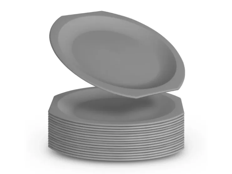 Hot ProHome Kunststoff Teller BPA Frei Ø23 cm Grau 16er Pack