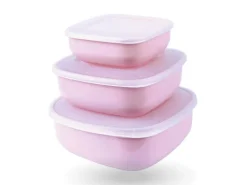 Sale ProHome Vorratsdosen 3er Set Eckig Rosa