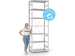 Best PROREGAL Antibakterielles Fachbodenregal Stecksystem T-Profil HxBxT 300 x 100 x 50 cm 7 Ebenen Traglast 140 kg Antibakterielle Beschichtung Weiß