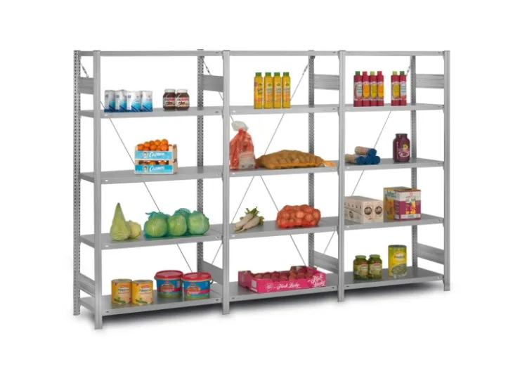 Clearance PROREGAL Edelstahlregal Stecksystem T-Profil HxBxT 200 x 100 x 80 cm 5 Ebenen Geschlitzter Fachboden Fachlast 150 kg Edelstahl Fachbodenregal