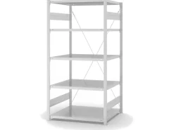 Best Lebensmittel Fachbodenregal Stecksystem T-Profil Grundregal HxBxT 250 x 100 x 40 cm 6 Ebenen Fachlast 145 kg Hygienische Beschichtung Weiß Küchenregale