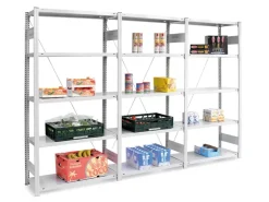 Best Lebensmittel Fachbodenregal Stecksystem T-Profil Grundregal HxBxT 250 x 100 x 40 cm 6 Ebenen Fachlast 145 kg Hygienische Beschichtung Weiß Küchenregale