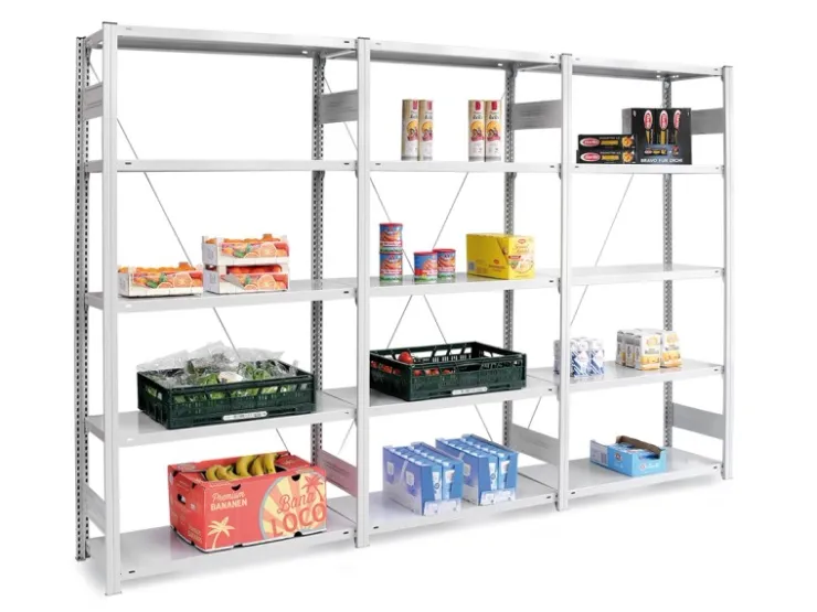 Best Lebensmittel Fachbodenregal Stecksystem T-Profil Grundregal HxBxT 250 x 100 x 40 cm 6 Ebenen Fachlast 145 kg Hygienische Beschichtung Weiß Küchenregale