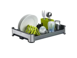 Outlet PROREGAL Praktischer Geschirrtrockner Aus Mattem Edelstahl & Kunststoff HxBxT 13 x 31 x 44,7cm Anthrazit