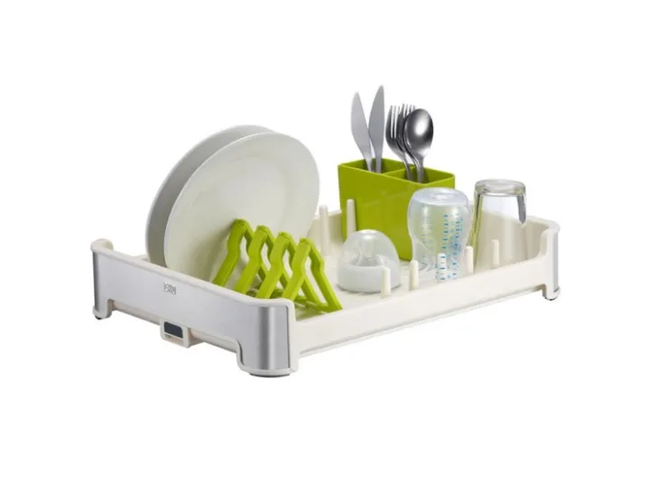 Discount PROREGAL Praktischer Geschirrtrockner Aus Mattem Edelstahl & Kunststoff HxBxT 13 x 31 x 44,7cm Weiß