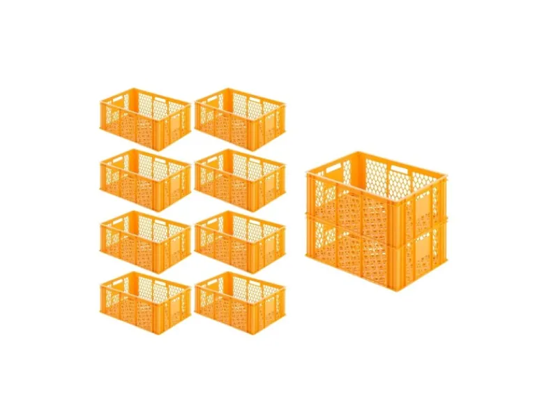 SparSet 10x Eurobehälter Bäcker- und Konditorenkasten HxBxT 25 x 40 x 60 49 Liter Brötchenkiste Stapelbare Bäckerkiste Vorratsdosen|Vorratsbehälter