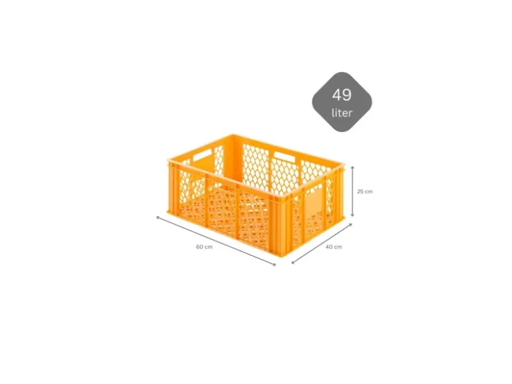 Clearance PROREGAL SparSet 5x Eurobehälter Bäcker- und Konditorenkasten HxBxT 25 x 40 x 60 49 Liter -Orange Brötchenkiste Stapelbare Bäckerkiste Gelb