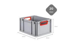 Sale Spar Set 10x Eurobox Nextgen Color Mit Scharnierdeckel & Schiebeschnappverschlüssen HxBxT 22 x 30 x 40 cm  Griffe Rot Offen Glatter Boden Gefrierschränke