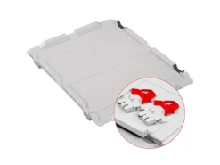 PROREGAL Spar Set 5x Eurobox Nextgen Color Mit Scharnierdeckel & Schiebeschnappverschlüssen HxBxT 12 x 30 x 40 cm Griffe Rot Offen Glatter Boden Grau-Rot