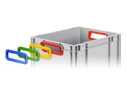PROREGAL Spar Set 5x Eurobox Nextgen Color Mit Scharnierdeckel & Schiebeschnappverschlüssen HxBxT 12 x 30 x 40 cm Griffe Rot Offen Glatter Boden Grau-Rot