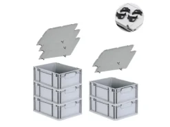 PROREGAL Gefrierschränke<Spar Set 5x Eurobox Nextgen Economy Mit Auflagedeckel & 4x Schiebeschnappverschlüsse Griffe Geschlossen HxBxT 17 x 30 x 40 cm Schwarz