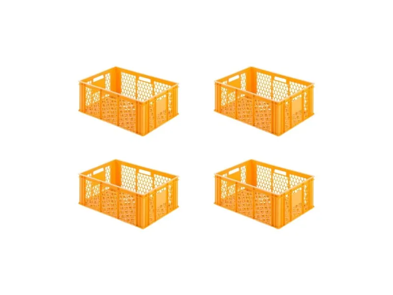 Hot SuperSparSet 4x Eurobehälter Bäcker- und Konditorenkasten HxBxT 25 x 40 x 60 49 Liter -Orange Brötchenkiste Stapelbare Bäckerkiste Vorratsdosen|Vorratsbehälter