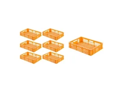 PROREGAL Vorratsdosen|Vorratsbehälter<SuperSparSet 7 x Eurobehälter Bäcker- und Konditorenkasten HxBxT 13 x 40 x 60 24 Liter -Orange Brötchenkiste Stapelbare Bäckerkiste Gelb