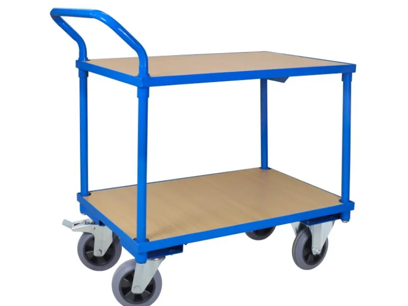 New Tischwagen Pro mit 2 Etagen HxBxT 95 x 50 x 97 cm Traglast 400 kg Lichtblau Servierwagen