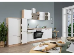 Clearance Respekta Economy Küchenzeile KB300ESWS 300 cm -Eiche Sägerau Weiß