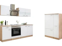 Clearance Respekta Economy Küchenzeile KB300ESWS 300 cm -Eiche Sägerau Weiß