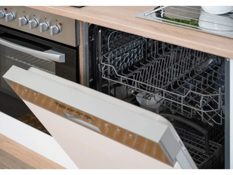 Discount Economy Küchenzeile KB310ESWSC 310 cm -Eiche Sägerau Kühlschränke|Einbauküchen