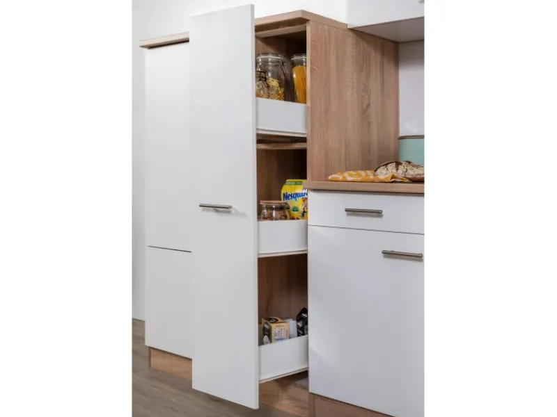 Discount Economy Küchenzeile KB310ESWSC 310 cm -Eiche Sägerau Kühlschränke|Einbauküchen