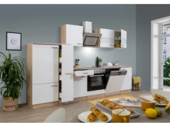Discount Economy Küchenzeile KB310ESWSC 310 cm -Eiche Sägerau Kühlschränke|Einbauküchen