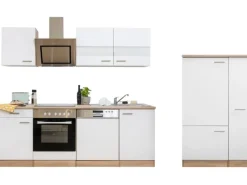 Discount Economy Küchenzeile KB310ESWSC 310 cm -Eiche Sägerau Kühlschränke|Einbauküchen