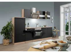 Best Respekta Economy Küchenzeile KB270ESSSC 270 cm -Eiche Sägerau Schwarz