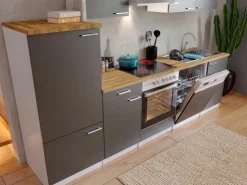 Hot Economy Küchenzeile KB310ESGS 310 cm -Eiche Sägerau Herde|Kühlschränke