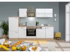 Respekta Gefrierschränke|Herde<Economy Küchenzeile KB280ESWSC 280 cm -Eiche Sägerau Weiß