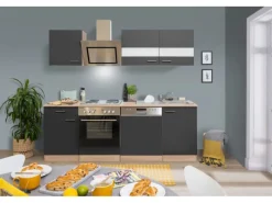 Sale Economy Küchenzeile KB220ESGS 220 cm -Eiche Sägerau Herde|Einbauküchen