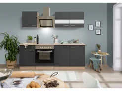 Best Respekta Economy Küchenzeile KB210ESGSC 210 cm -Eiche Sägerau Grau