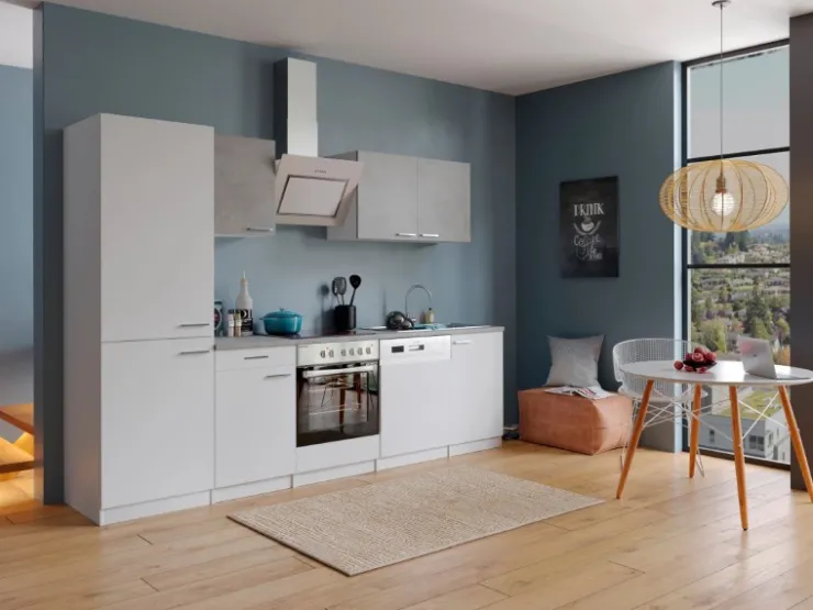 Sale Respekta Economy Küchenzeile KB280WWBSCGKE178 280 cm Weiß-Beton Optik