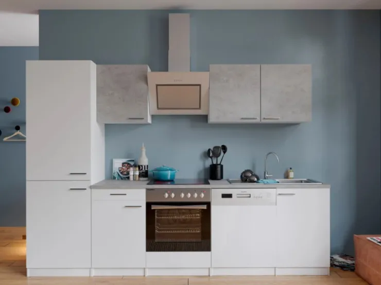 Sale Respekta Economy Küchenzeile KB280WWBSCGKE178 280 cm Weiß-Beton Optik