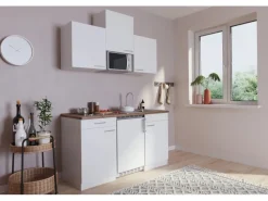 Best Economy Küchenzeile KB150WWMIC 150 cm Weiß Single-Küchen|Pantryküchen