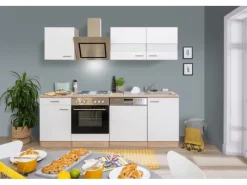 Best Economy Küchenzeile KB220ESWS 220 cm -Eiche Sägerau Winkelküchen|Herde