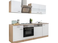 Best Economy Küchenzeile KB220ESWS 220 cm -Eiche Sägerau Winkelküchen|Herde
