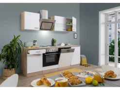 Best Economy Küchenzeile KB220ESWS 220 cm -Eiche Sägerau Winkelküchen|Herde
