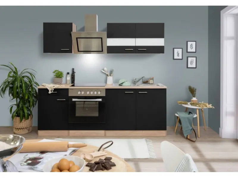 Clearance Economy Küchenzeile KB210ESSSC 210 cm -Eiche Sägerau Einbauküchen