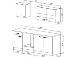 Clearance Economy Küchenzeile KB210ESSSC 210 cm -Eiche Sägerau Einbauküchen