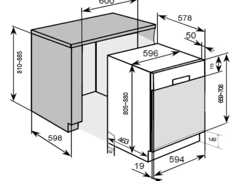 Discount Einbaugeschirrspüler GSP 60 TID MA 60 cm teilintegriert EEK: E Geschirrspüler