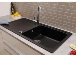 Online Einbauspüle Massivgranit Austin 100 cm x 50 cm Schwarz Granitspülen