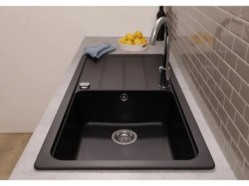 Online Einbauspüle Massivgranit Austin 100 cm x 50 cm Schwarz Granitspülen