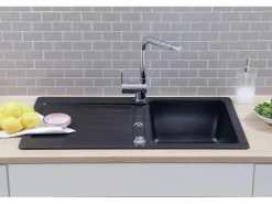 Hot Einbauspüle Massivgranit Austin 100 cm x 50 cm Grau Granitspülen