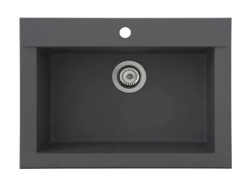 Clearance Einbauspüle Mineralite Ohio 66 cm x 50 cm Betongrau Granitspülen