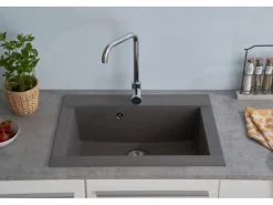Clearance Einbauspüle Mineralite Ohio 66 cm x 50 cm Betongrau Granitspülen