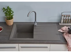 Discount Einbauspüle Mineralite Houston 80 cm x 50 cm Betongrau Granitspülen