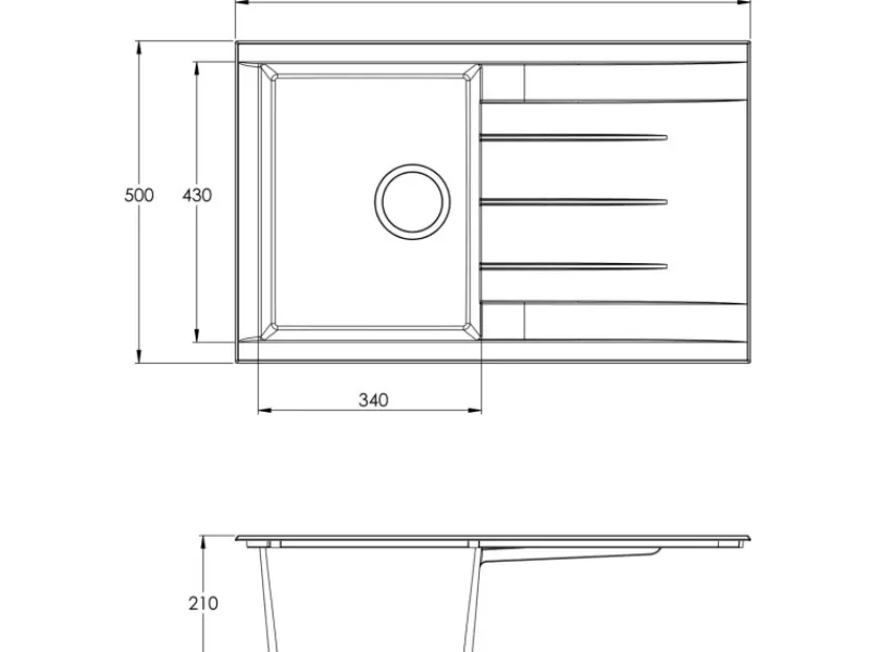Discount Einbauspüle Mineralite Houston 80 cm x 50 cm Betongrau Granitspülen