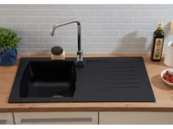 Respekta Granitspülen<Einbauspüle Mineralite Boston 86 cm x 50 cm Schwarz
