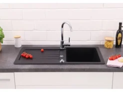 Granitspüle Atlanta 86 cm x 43,5 cm Schwarz Granitspülen|Einbauküchen